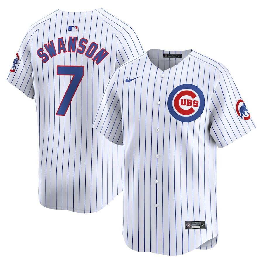 Men Chicago Cubs #7 Dansby Swanson Nike White Home Limited Player MLB Jersey-0